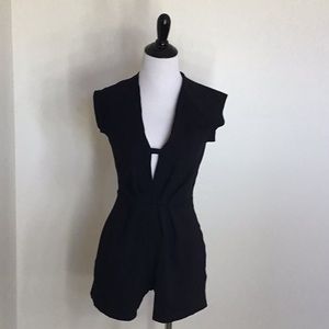 Black v cut romper